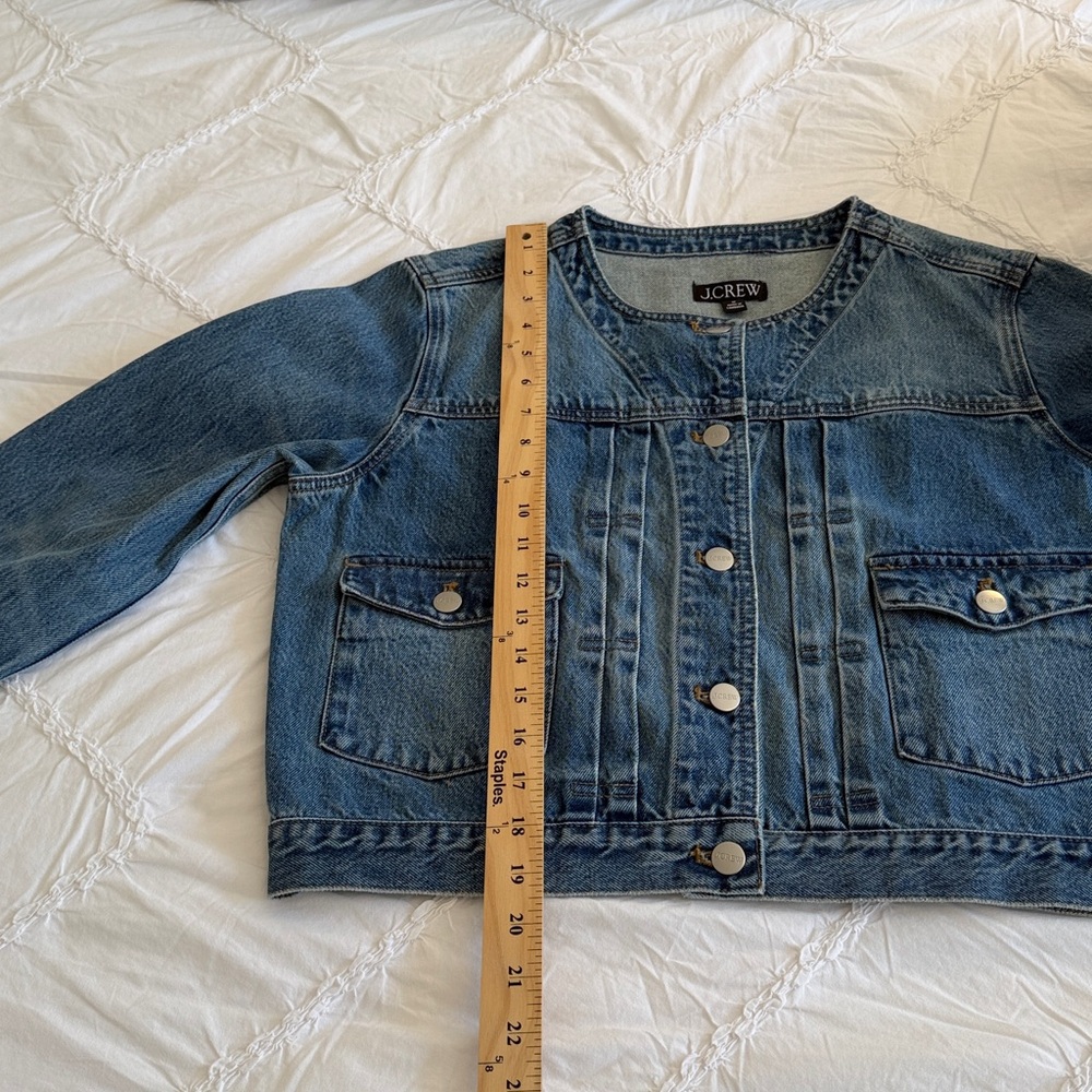 J. Crew Pleated Denim Lady Jacket.sz M gently used - Picture 8 of 13
